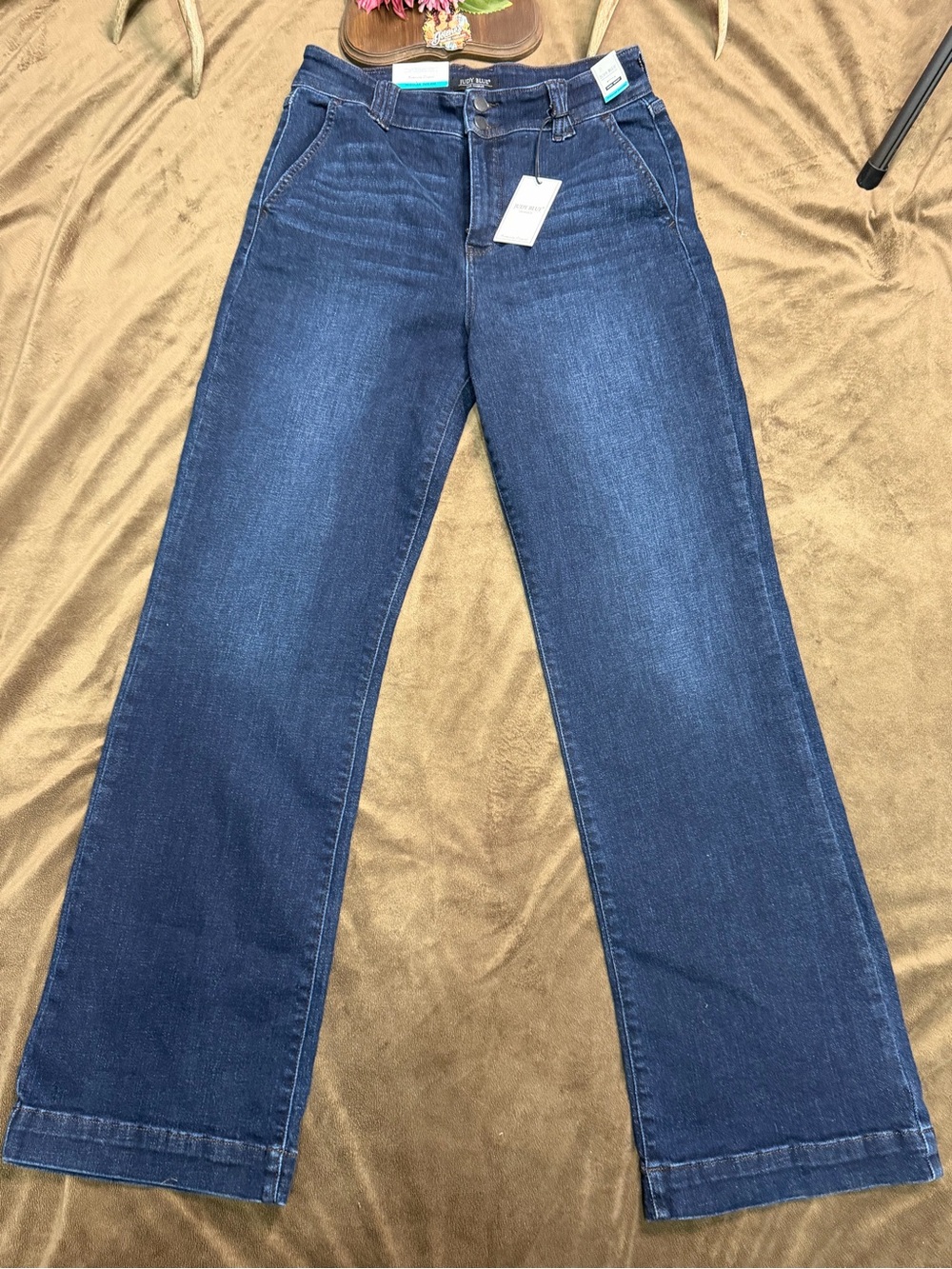 Judy Blue 11/30 High Rise Trouser Wide Leg Jeans Dark Wash Stretch NWT